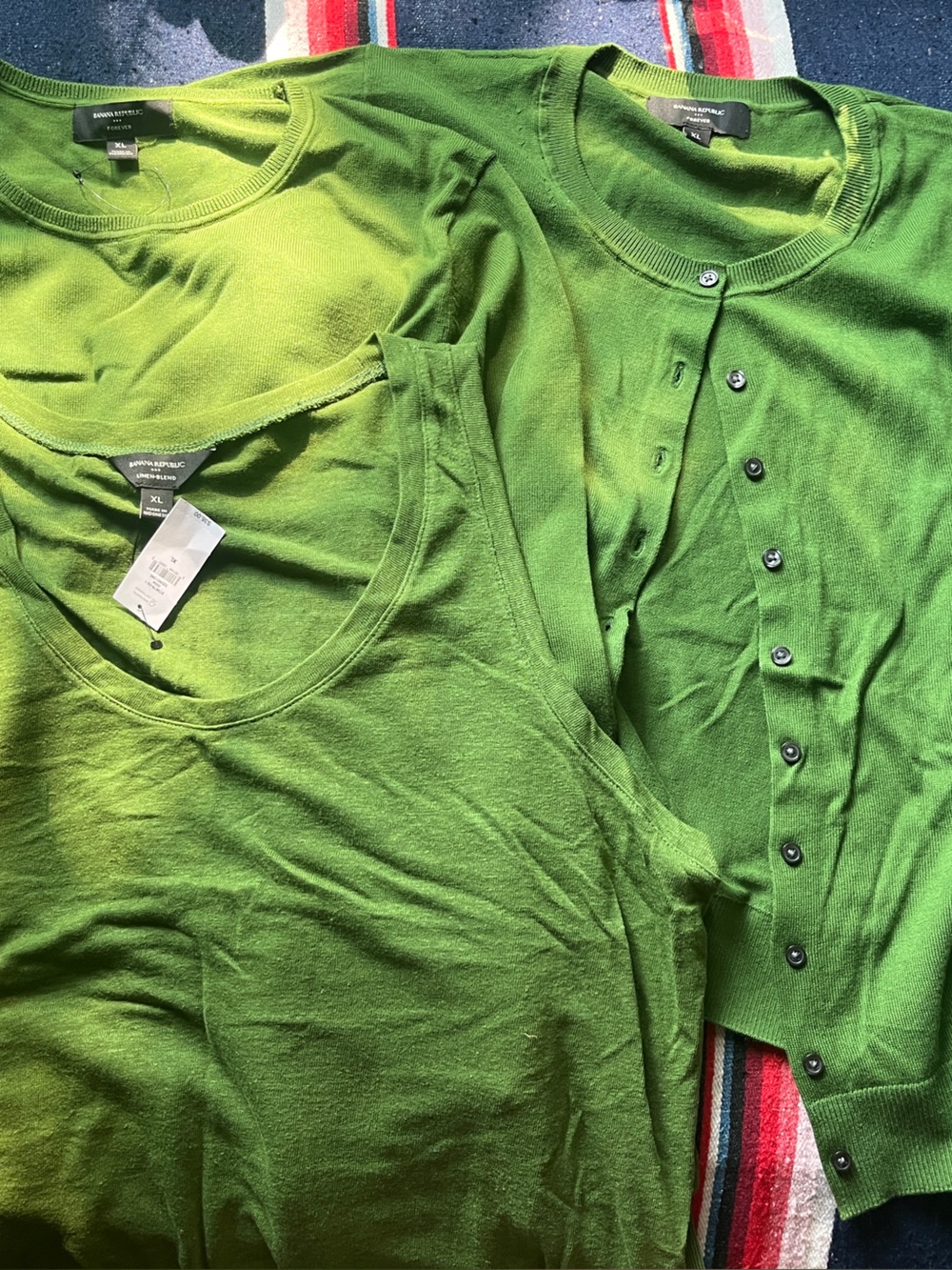 Banana Republic lightweight Linen Blend Green Layering Tank and Cardigan Set